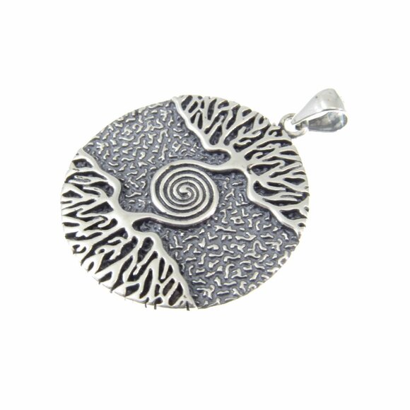 Solid 925 Sterling Silver Celtic Spiral and Roots Tree of Life Viking Pendant - Picture 7 of 9